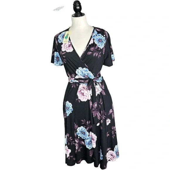 Nemidor Plus Size Floral Attached Sash Belt Dress 16 - Picture 1 of 8